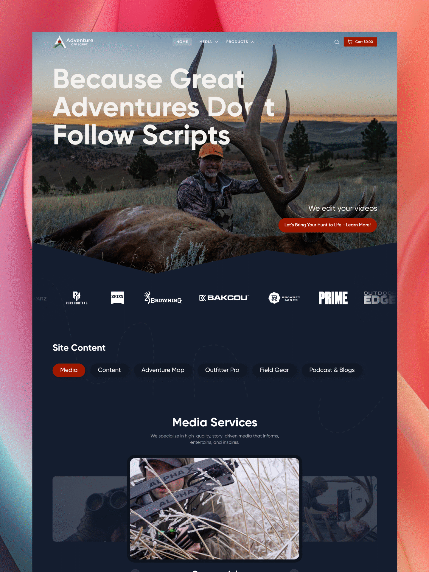 Homepage 3 Reel Unlimited Unlimited Graphic Design adventure-os (1)